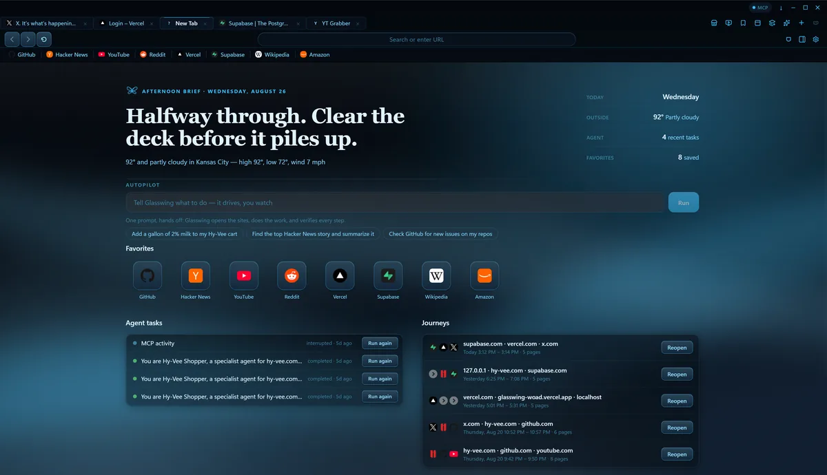 Glasswing in the Ocean Depth theme - deep teal