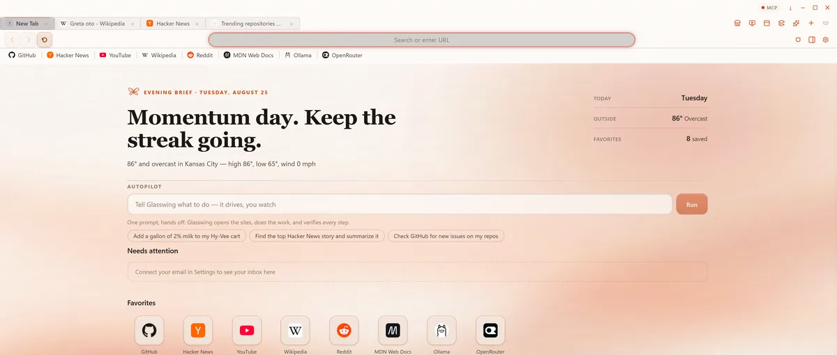 Glasswing in the macOS Sonoma theme - light glass